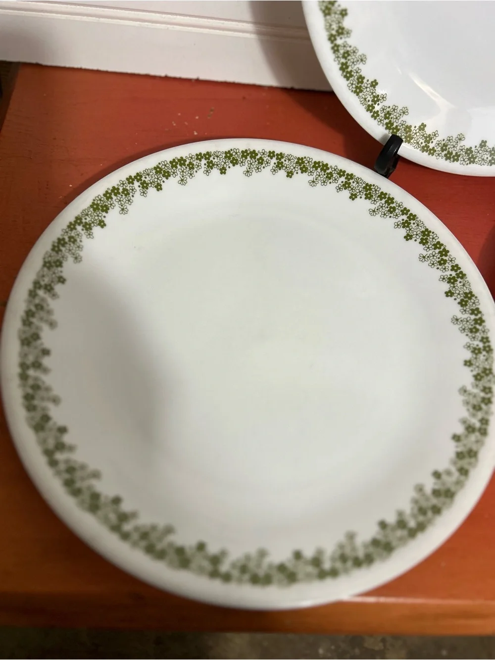 Set of 4 10.5 inch Corelle Green Daisy Spring Blossom Dinner Plates